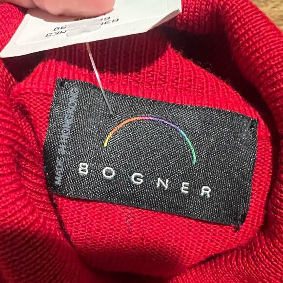 Vintage Bogner Women’s Wool Blend Turtleneck Sweater Cherry Red Sz Large Skiwear - Picture 8 of 10